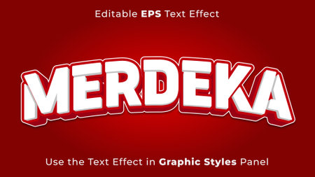 Editable EPS Text Effect of Merdeka for the Independence Day of Indonesiaのイラスト素材
