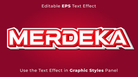 Editable EPS Text Effect of Merdeka for the Independence Day of Indonesiaのイラスト素材