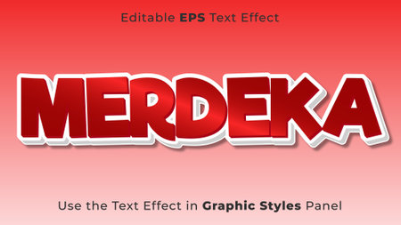 Editable EPS Text Effect of Merdeka for the Independence Day of Indonesiaのイラスト素材