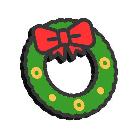 3D Illustration of Christmas Wreath on White Backgroundのイラスト素材