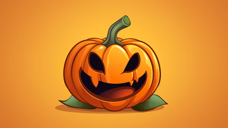 Cute Cartoon Jack O Lantern. Halloween Spirit on a Pastel Background, Perfect for Festive Funの素材