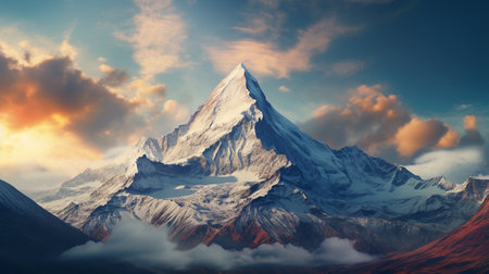 Captivating wide angle view of a magical, beautiful mountainの素材