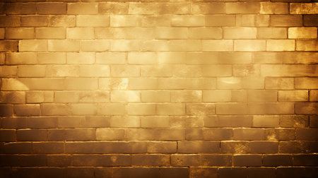 Golden brick wall with ample copy space, elegant and luxurious backdropの素材