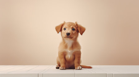 Adorable dog in serene minimalist settingの素材