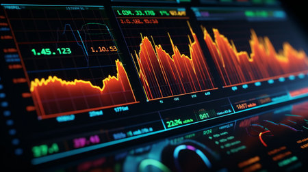 Financial Data Analysis. Charts, Reports, and Graphs Representing Insightsの素材