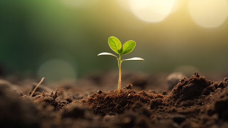 Young Sprout Plant Growing in the Soilの素材
