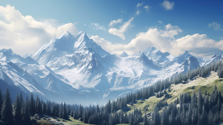 A Detailed View of Natural Landscapes, Capturing the Grandeur of Majestic Mountainsの素材