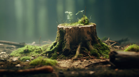 A Young Tree Emerging from Old Tree Stumpの素材