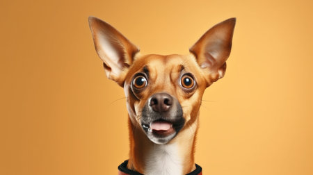 Surprised Dog with Big Eyes Isolated on the Minimalist Backgroundの素材