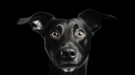 Surprised Dog with Big Eyes Isolated on the Minimalist Backgroundの素材