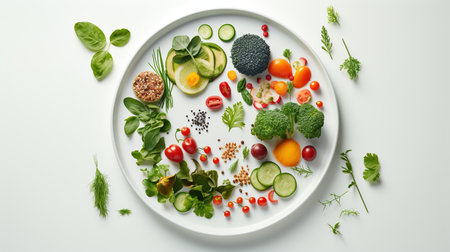 Healthy Food on A Plate. Diet, Dieting, Healthy Life Conceptの素材