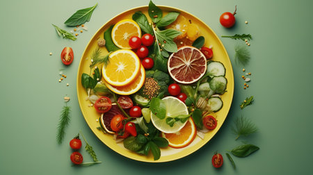 Healthy Food on A Plate. Diet, Dieting, Healthy Life Conceptの素材