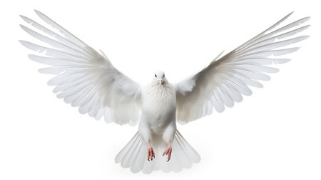 White Pigeon Isolated on the Minimalist Background. Peace, Divine, Love, Fertility Conceptの素材