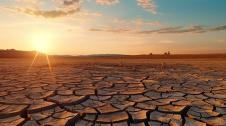 Desert or Dried Cracked Mud. Global Warming and Climate Change Conceptの素材