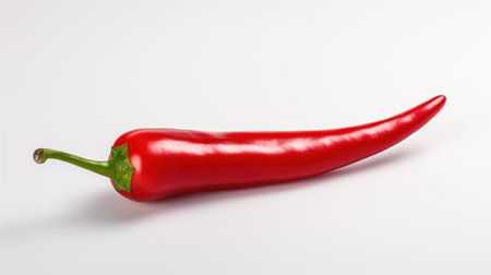 Red Hot Chili Pepper on White Background. Vegetable, Vegetarian, Cook, Spice, Spicyの素材