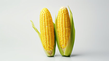 Corn on White Background. Fresh, Healthy, Healthy Life, Vegetableの素材