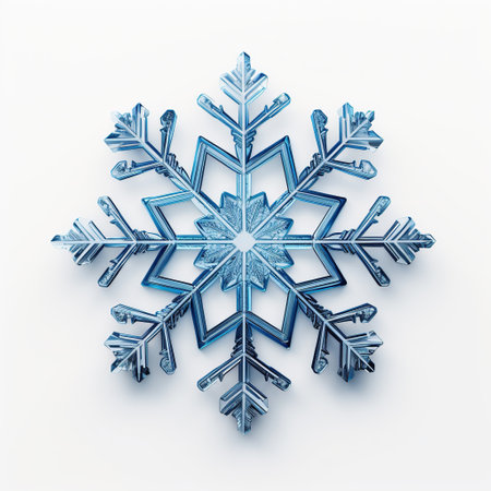 Beautiful Detailed Snowflake on White Background. Winter, Snow, Frozenの素材