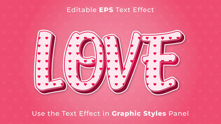 Editable EPS Text Effect of Valentine for Title and Poster. 3D Template, Headline Template, Loveのイラスト素材