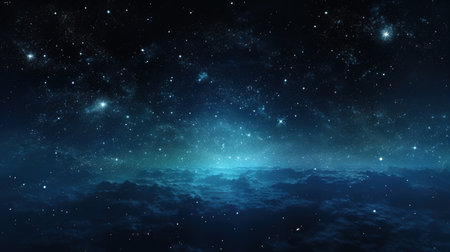Cosmos Space Filled with Countless Stars. Blue Color, Celestial, Universe, Astronomyの素材