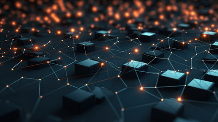 Modern Digital Abstract 3D Background. Network, Technology, Digital, Computer, Cyberの素材
