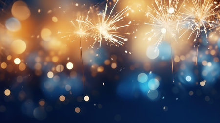 Fireworks and Bokeh in New Year Eve and Copy Space, Abstract Backgroundの素材