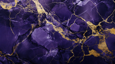 Abstract Dark Violet Marble Texture with Gold Splashes, Luxury Backgroundの素材