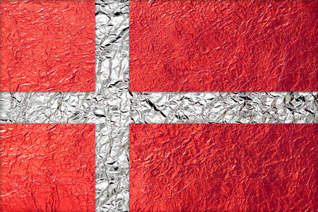 denmark Flag with a Shiny  leaf  Bronze Shiny  leaf   foil texture backgroundの写真素材