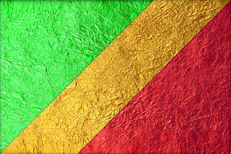 Republic of the Congo Flag with a Shiny  leaf  Bronze Shiny  leaf   foil texture backgroundの写真素材