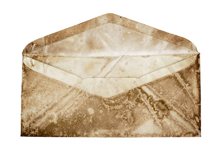 Old envelope isolated on white backgroundの写真素材