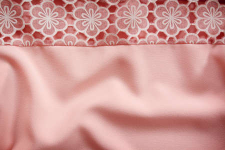 fabric silk pink-beige pale lace background