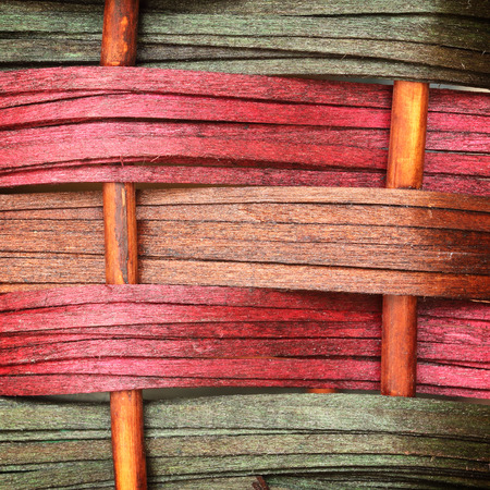 Woven wooden wicker fence panel for the hand craftsの写真素材