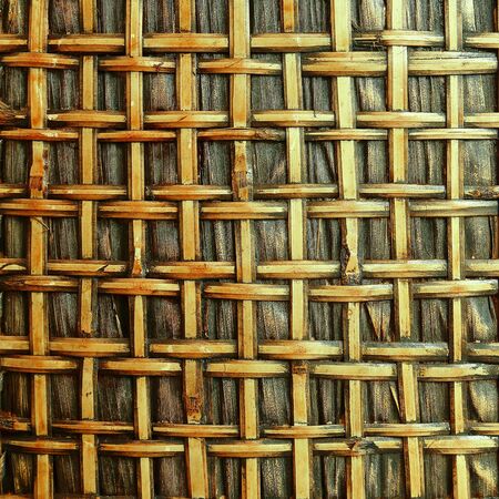 Brown woven bamboo close up textureの写真素材