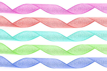 colorfull ribbon curl on white backgroundの写真素材