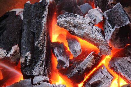 fire flames with sparks on the coals