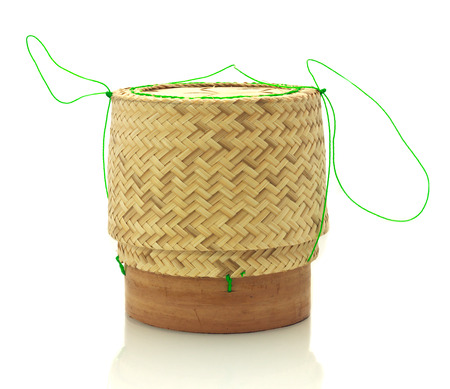 Bamboo Rice on white backgroundの写真素材