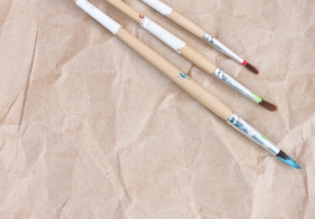 brush on the blank sheet of paperの写真素材