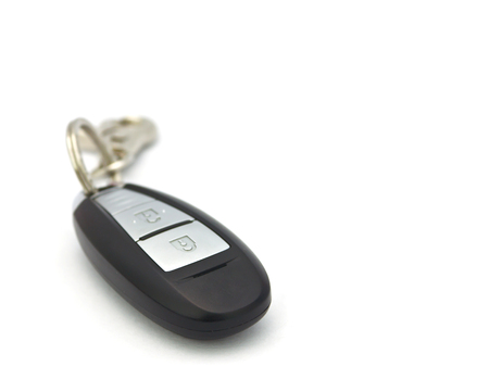 Car key with remote control on white backgroundの写真素材