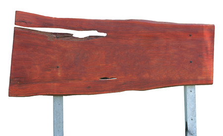 close up of an empty wooden sign isolated on white backgroundの写真素材