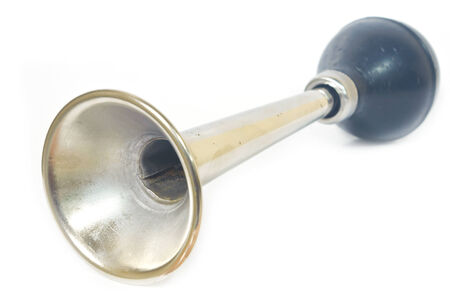 isolated bicycle horn on whiteの写真素材