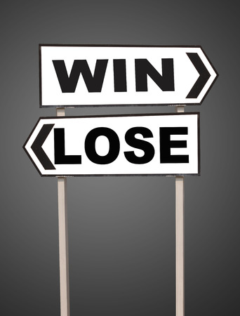 Win and Lose directions. Opposite traffic sign.の写真素材