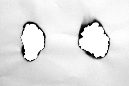 Burned paper edges set isolated on whiteの写真素材