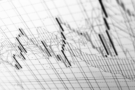 Stock exchange chart graph. Finance business background. Abstract stock market diagram candle bars...