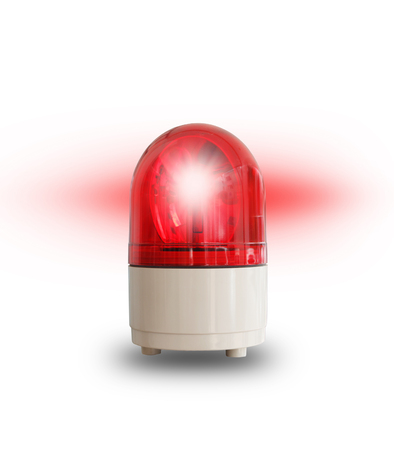 Siren for alert. Flashing lights in red