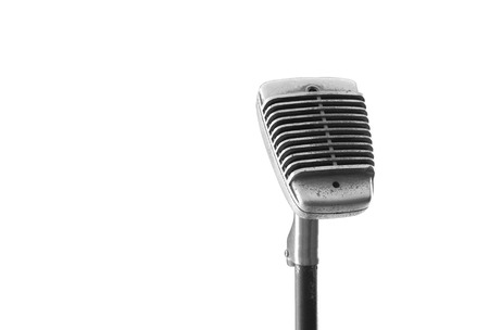Antique microphone on whiteの写真素材