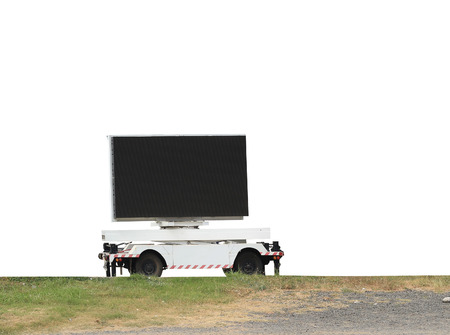 Ad monitor isolated on white background, copy space.