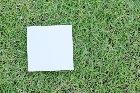 paper on grass background with copy space for textの写真素材