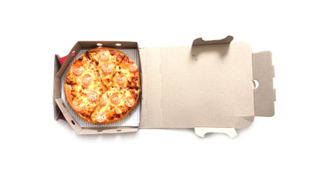 Pizza inside a boxの写真素材
