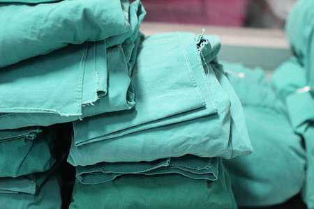 wrap of green fabric cloth used for surgeryの写真素材