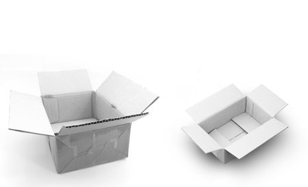 close up of  a cardboard box on white background with clipping path