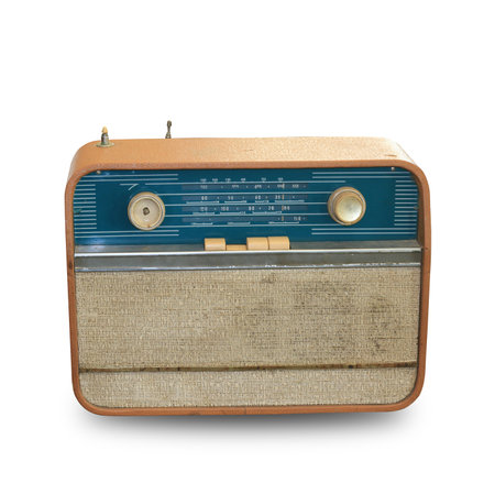 Vintage radio isolated on white background. Clipping path included.の写真素材